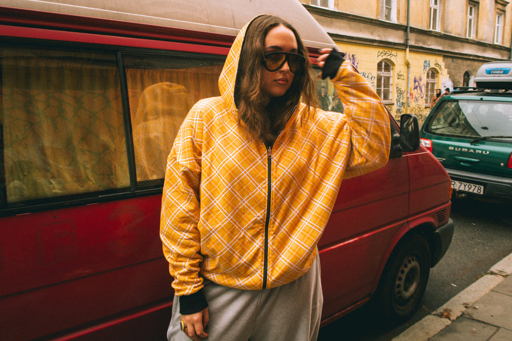PARADOX REVERSIBLE HOODIE s2e2/ BLACK x YELLOW CHECKER